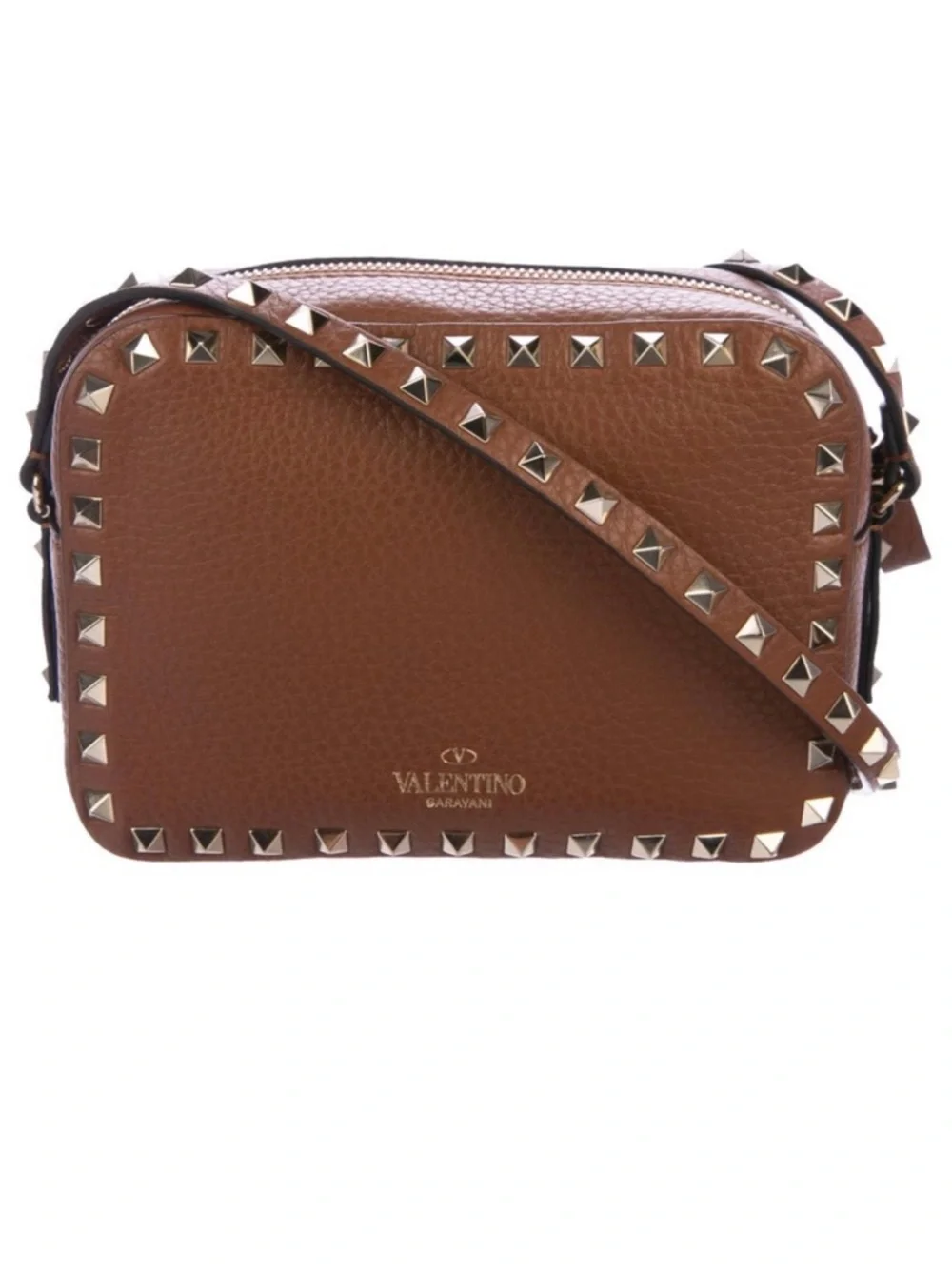 Valentino Rockstud Brown Leather Crossbody Bag - Picture 4 of 10